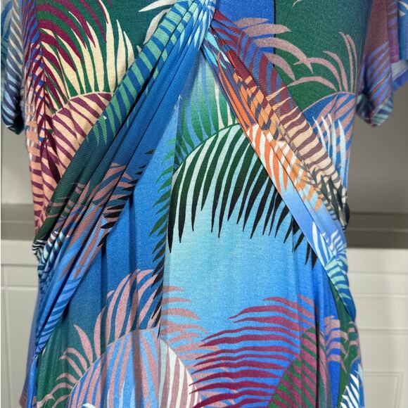 Soft Surroundings Anya Ombre Palms Maxi Dress Jersey Knit Size M Tropical Palms - Picture 4 of 12